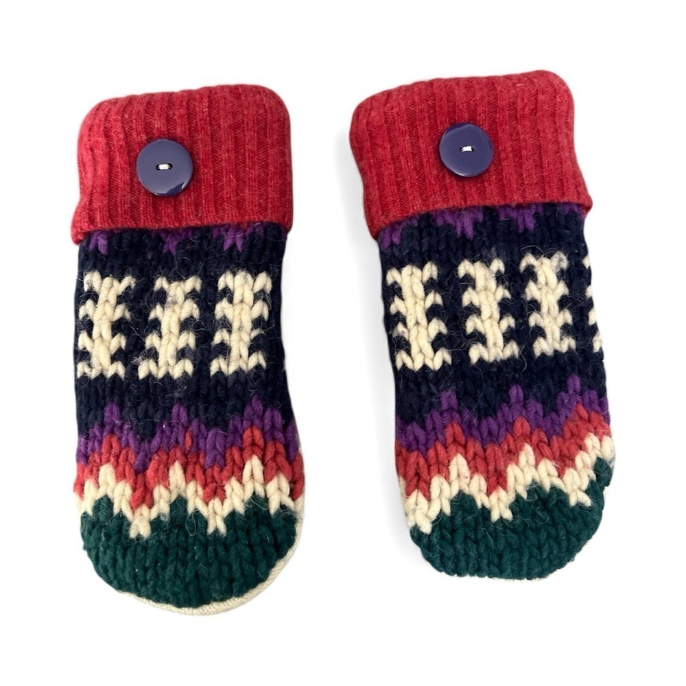 New Up-cycle Knitted Wool Lined Mitts - Picture 1 of 2
